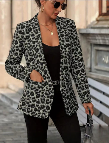 Leopard Print Suit Coat Top Ins