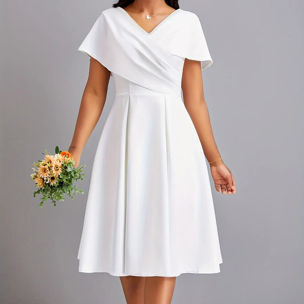 Banquet Temperament White Long Type Dress