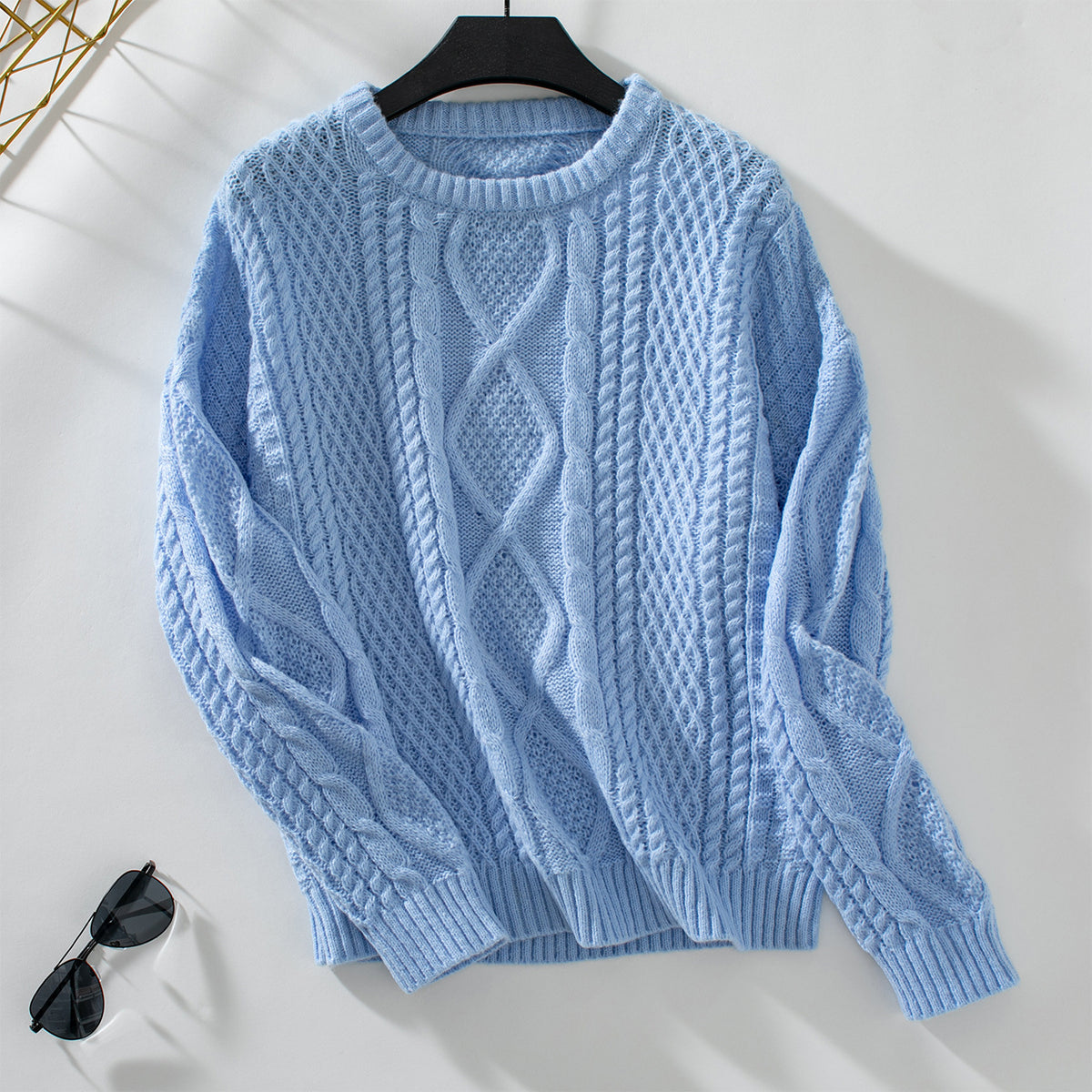 Solid Color Cable-knit Pullover Women's Sweater