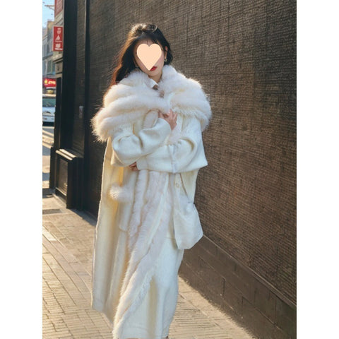 Idle Style Large Lapel Sweater Coat Long Elegant Knitted Cardigan